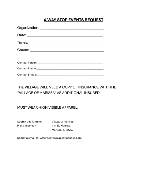 First page of the 4-Way Stop Events Request