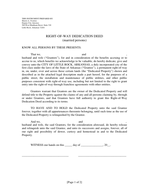 First page of the Right-of-Way Dedication Deed (Married Persons)
