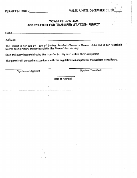 First page of the Transfer Station Permit Application