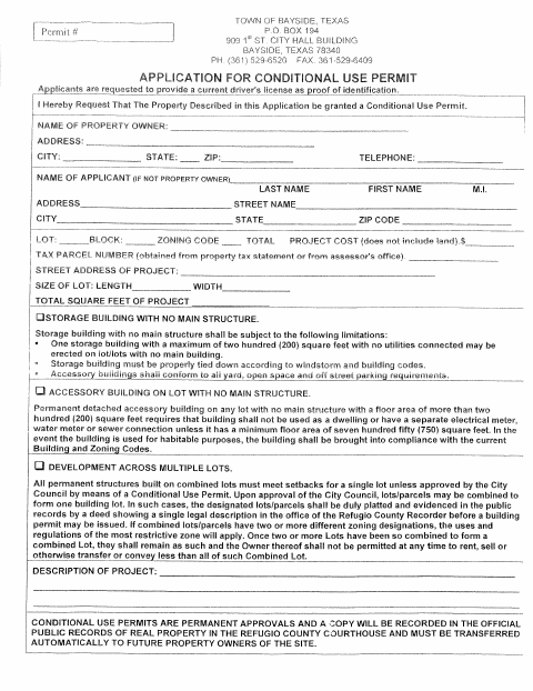 First page of the Application for Conditional Use Permit