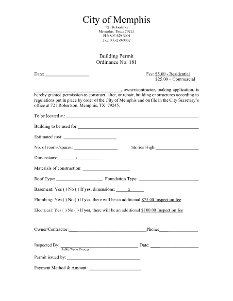 First page of the Building Permit