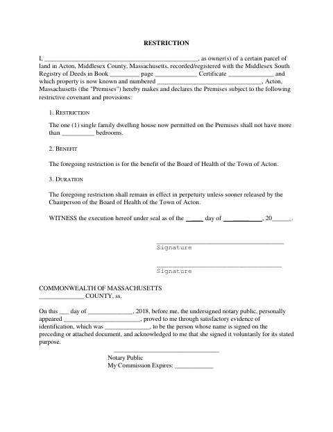 First page of the Deed Restriction