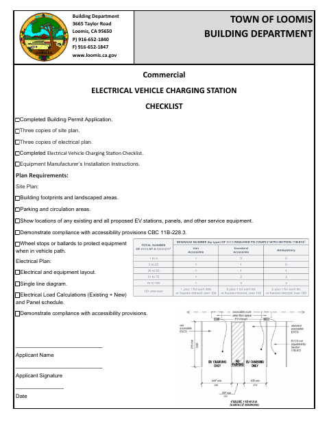 First page of the Commercial Electric Vehicle Charging Station Checklist