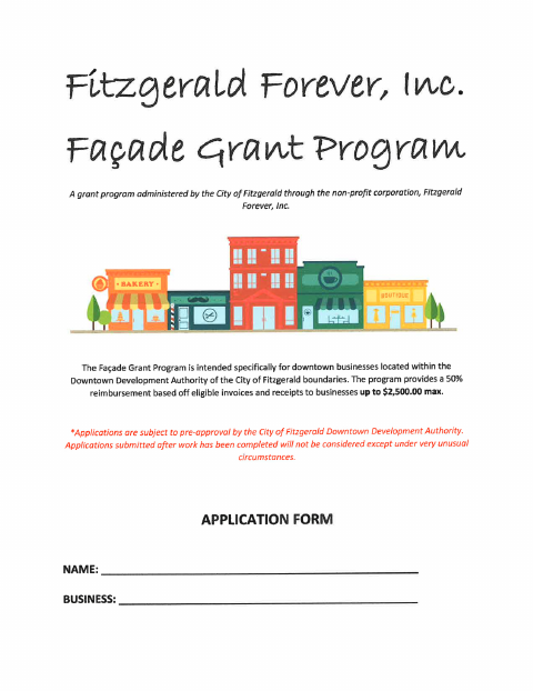 First page of the Facade Improvement Program Application