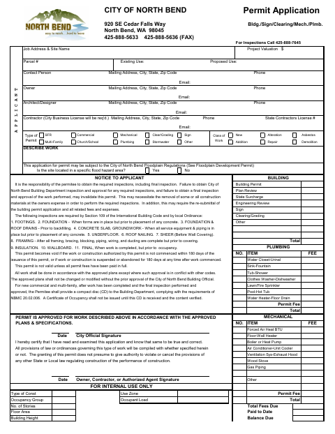 First page of the Building Permit Application