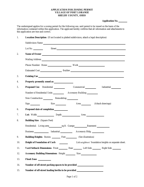 First page of the Zoning Permit Application