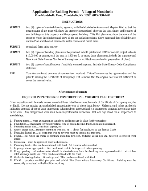 First page of the Application for Building Permit