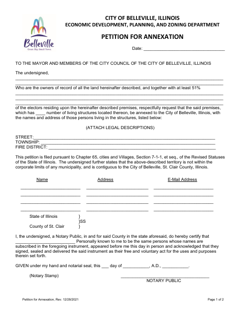 First page of the Petition for Annexation