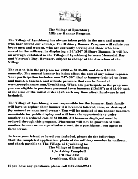 First page of the Military Banner Program Application