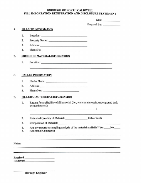 First page of the Soil Importation Permit