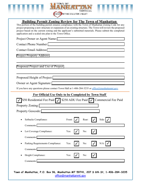 First page of the Zoning Permit Application