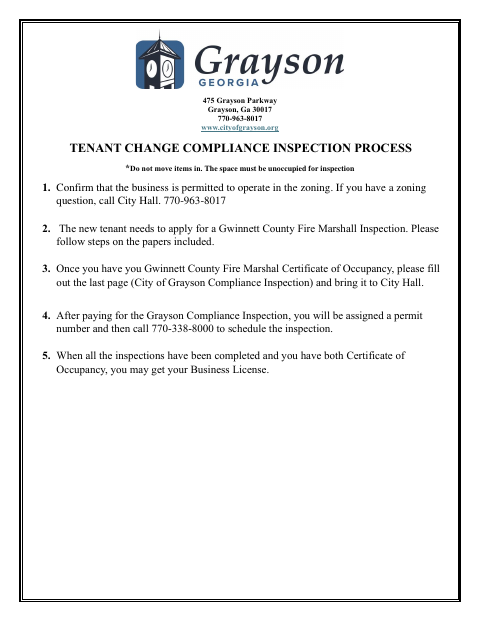 First page of the Request for Compliance Inspection