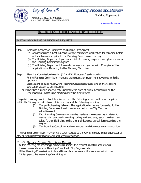 First page of the Rezoning Application