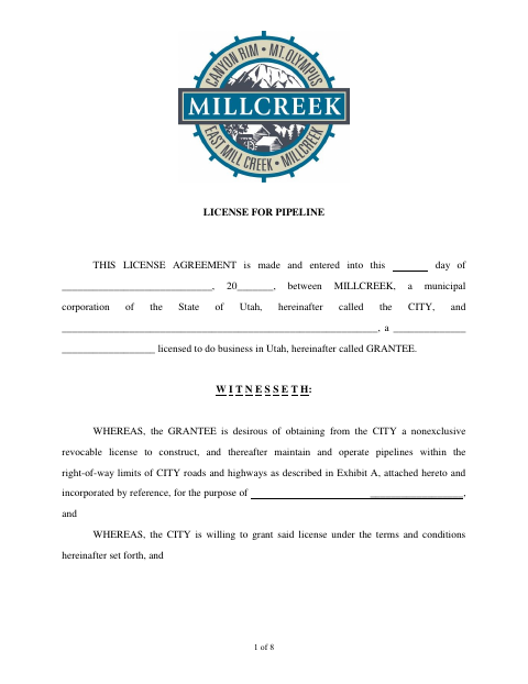 First page of the License for Pipeline