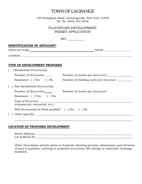 First page of the Floodplain Development Permit Application