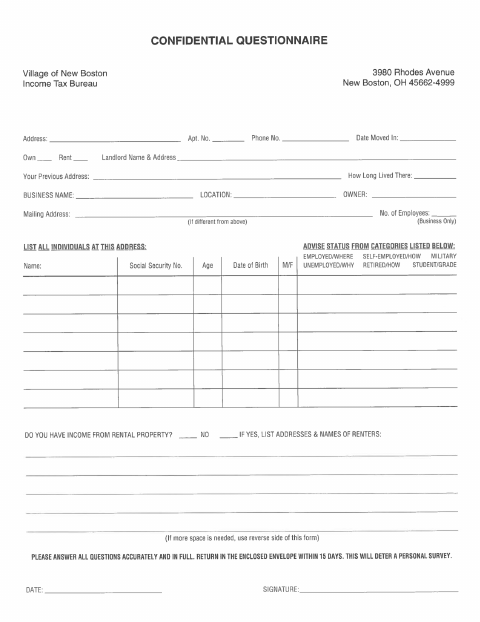First page of the Landlord Info Submission Form