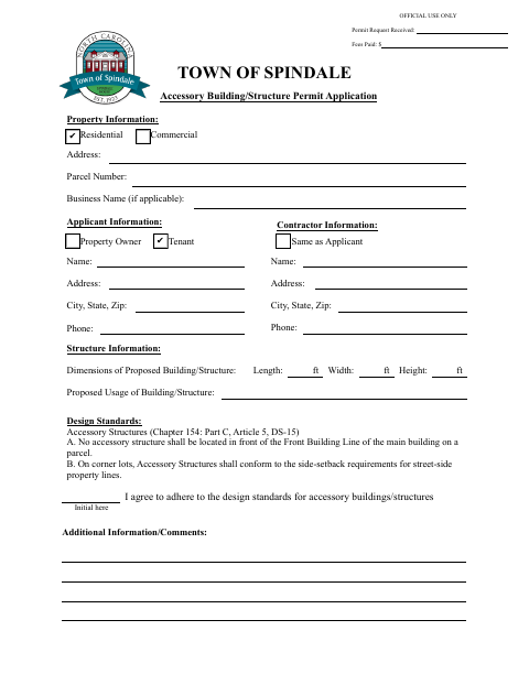 First page of the Accessory Building/Structure Permit Application