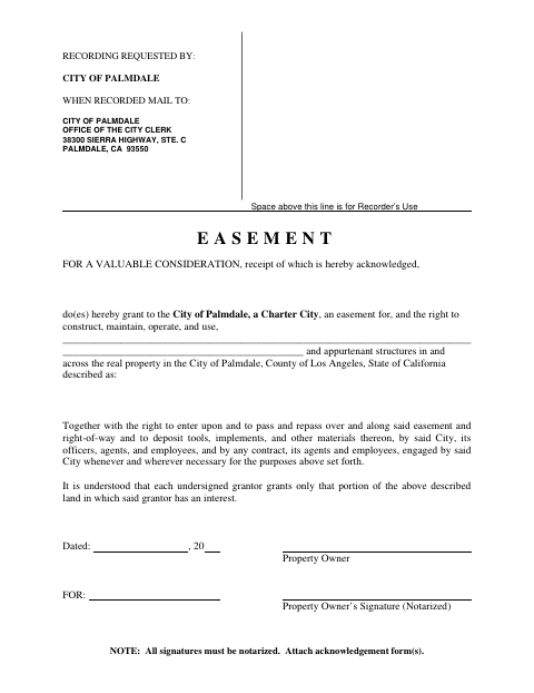 First page of the Easement