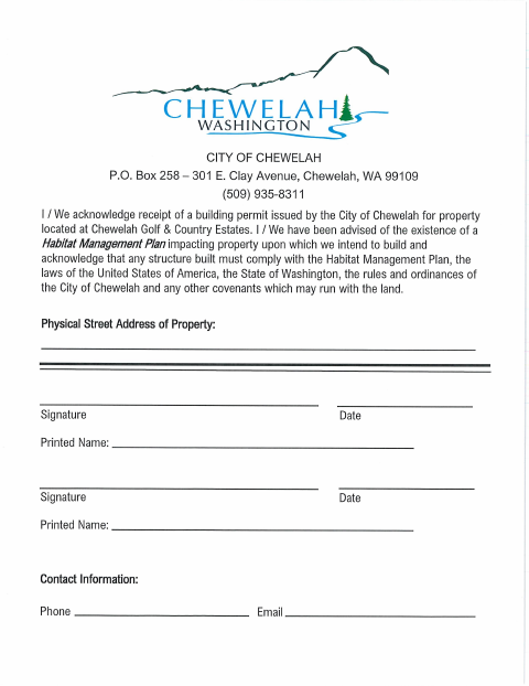 First page of the Habitat Management Agreement