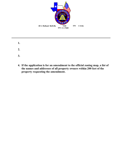 First page of the Application for Zoning Change