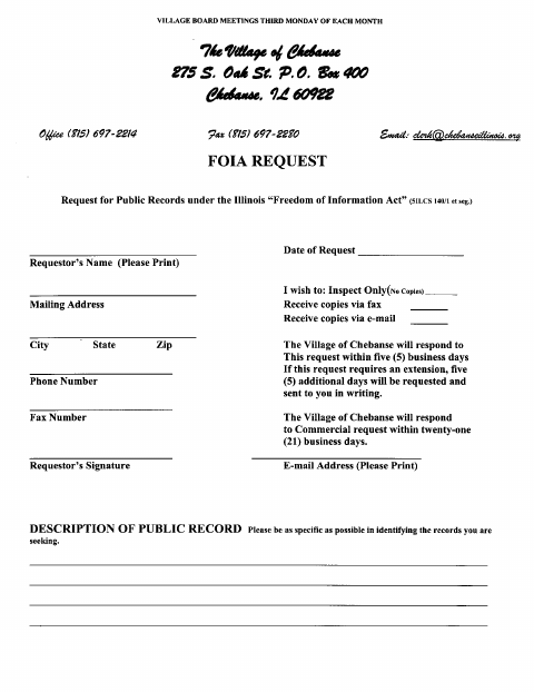 First page of the FOIA Request