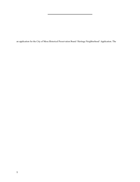First page of the Lehi Heritage Neighborhood Application