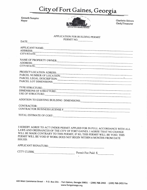 First page of the Application for Building Permit