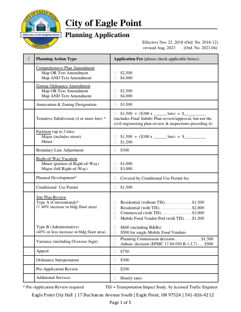 First page of the Planning Application