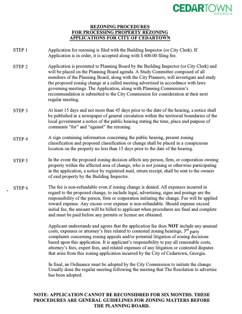 First page of the Property Rezoning Application