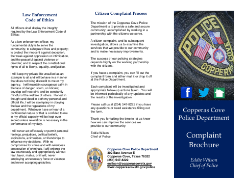 First page of the Citizen Complaint Form