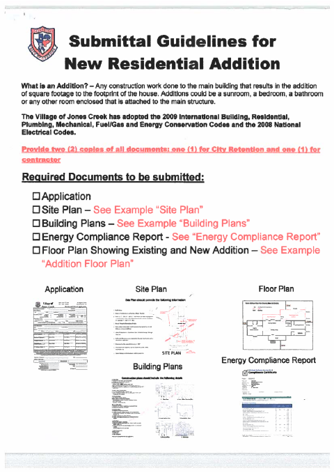 First page of the Residential Remodel/Addition Application