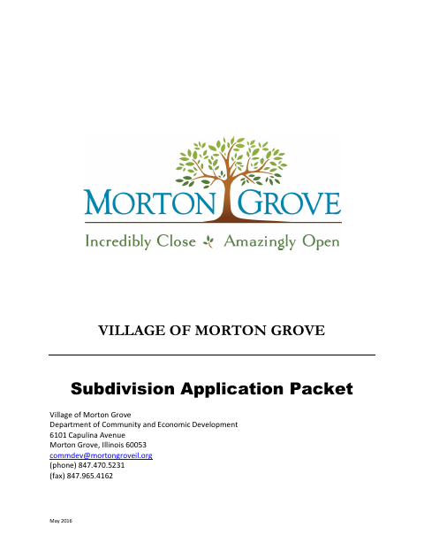 First page of the Subdivision Application Packet
