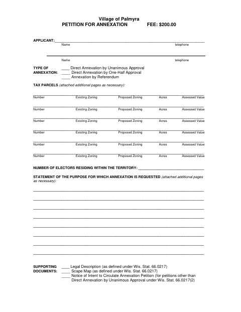 First page of the Petition for Annexation