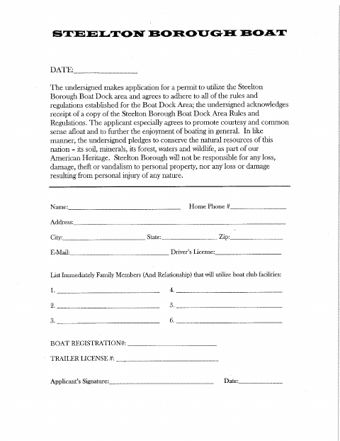 First page of the Boat Launch Permit Application