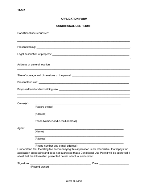First page of the Conditional Use Permit Application