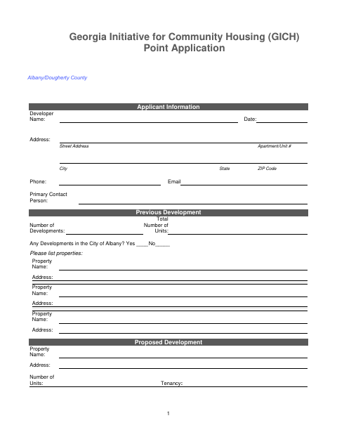 First page of the GICH Point Application