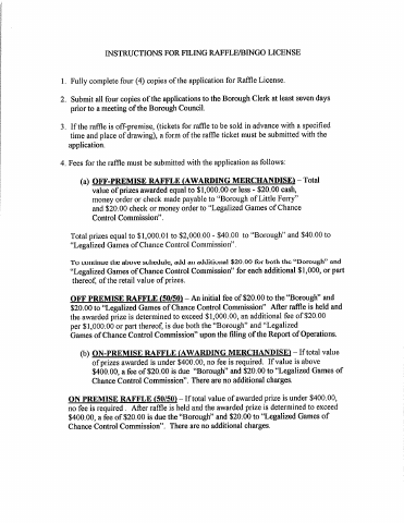 First page of the Application for a Raffle License