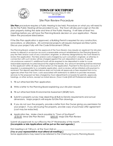 First page of the Site Plan Application