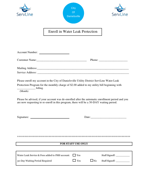 First page of the Enroll in Water Leak Protection