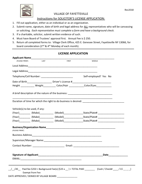 First page of the Solicitor's License Application