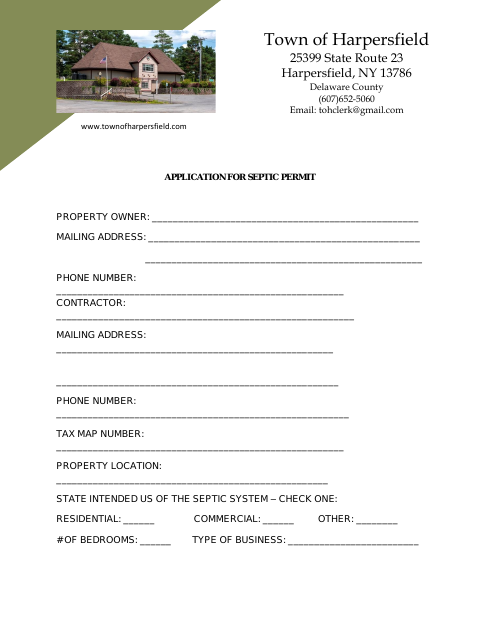 First page of the Application for Septic Permit