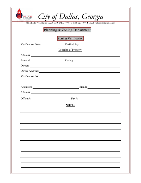 First page of the Zoning Verification