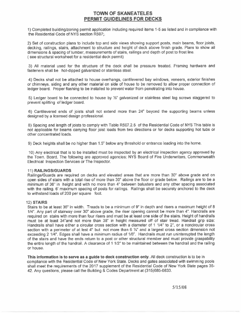 First page of the Deck Building Permit Application
