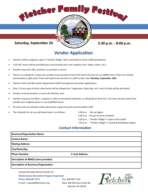 First page of the Vendor Application