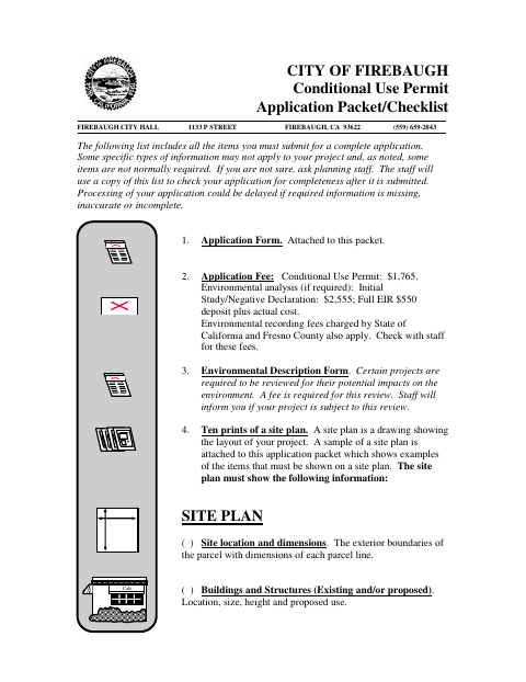 First page of the Conditional Use Permit Application Packet and Checklist