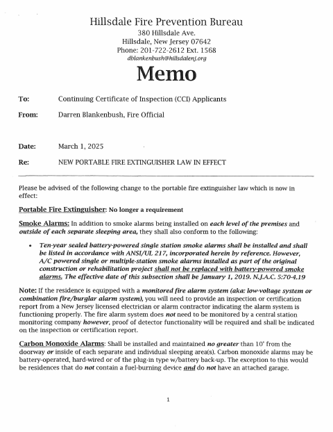 First page of the Continuing Certificate of Inspection Application