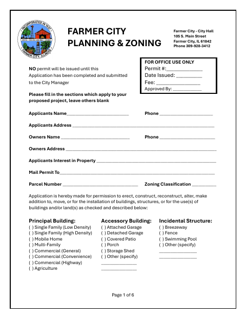First page of the Building Permit Application