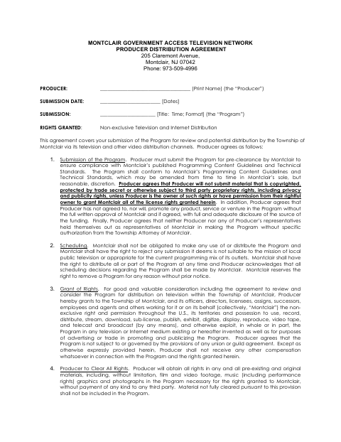 First page of the TV34 Producer Agreement