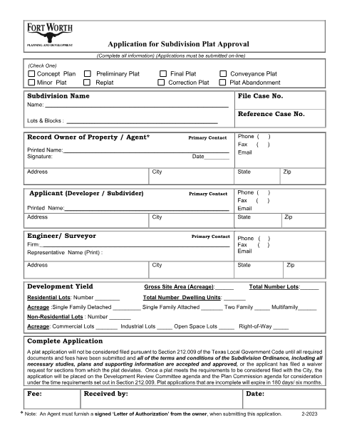 First page of the Concept Plan Application
