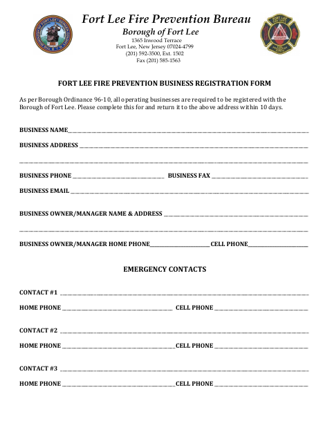 First page of the Business Registration Form